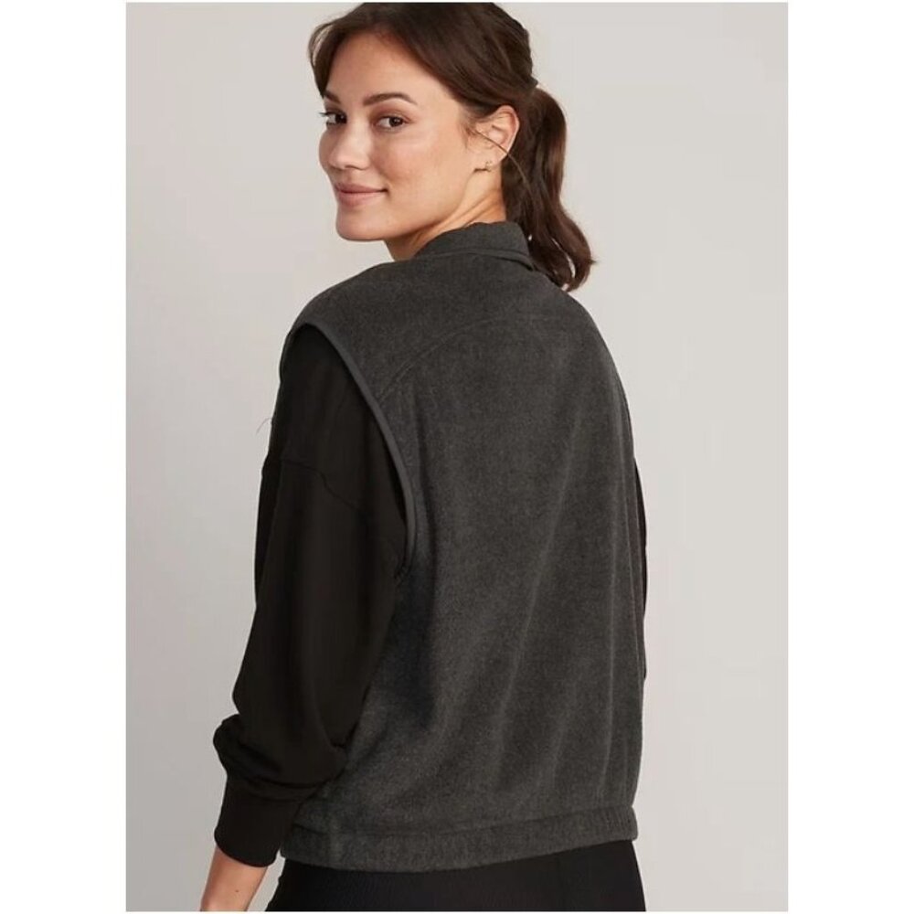 Old Navy Womens Plus Gray Full-Zip Fleece Vest Size 4X - Picture 2 of 8
